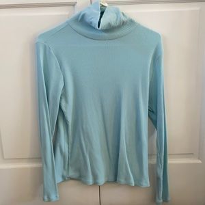 Old Navy Light Blue Ribbed Long Sleeve Turtleneck Top